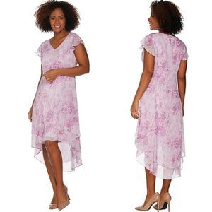 H By Halston • Floral Tie Dye Chiffon Dress